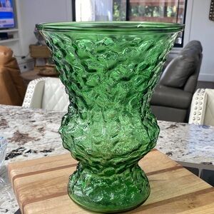 Green Textured Glass Vase